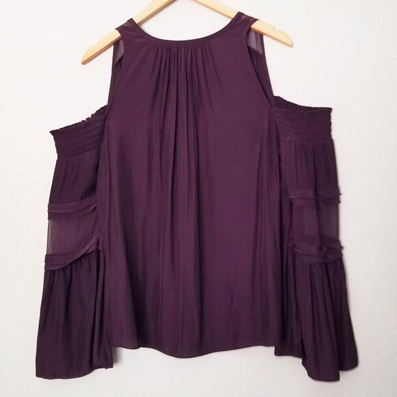 Ramy Brook New York Faretta Cold Shoulder Silk Blend Blouse M Merlot Wine $325 - Picture 8 of 16